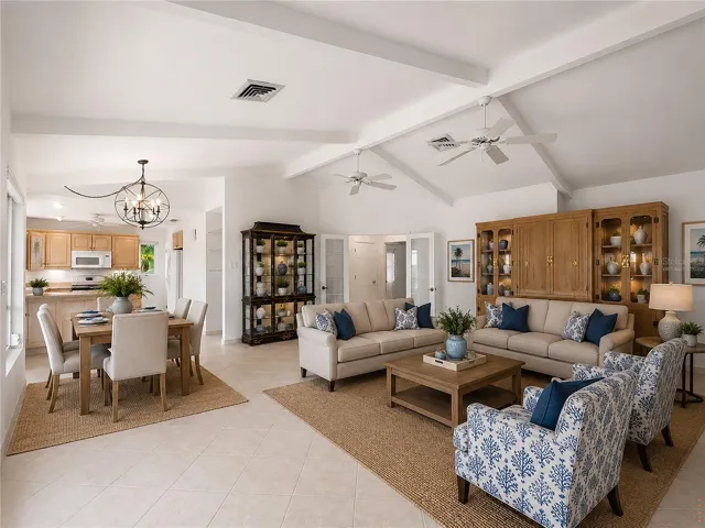Nice open space between kitchen & great room (virtually staged)