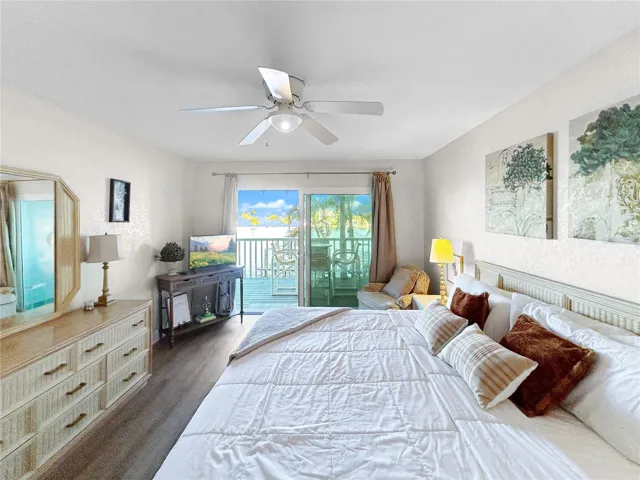 Primary suite with deck access and waterviews