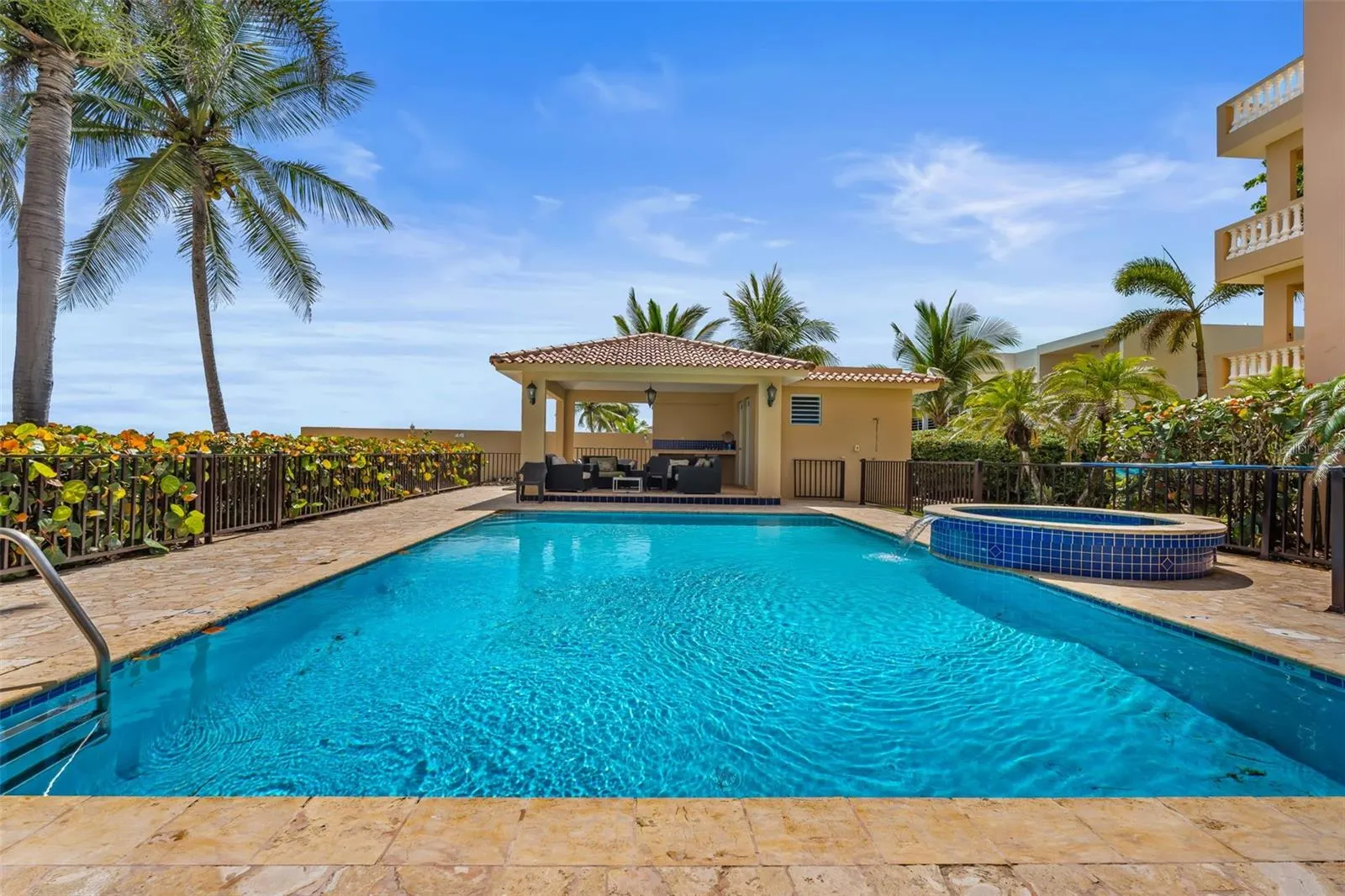 Community pool with hottub