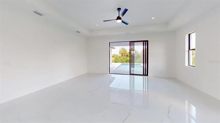 Primary looking out to pool space