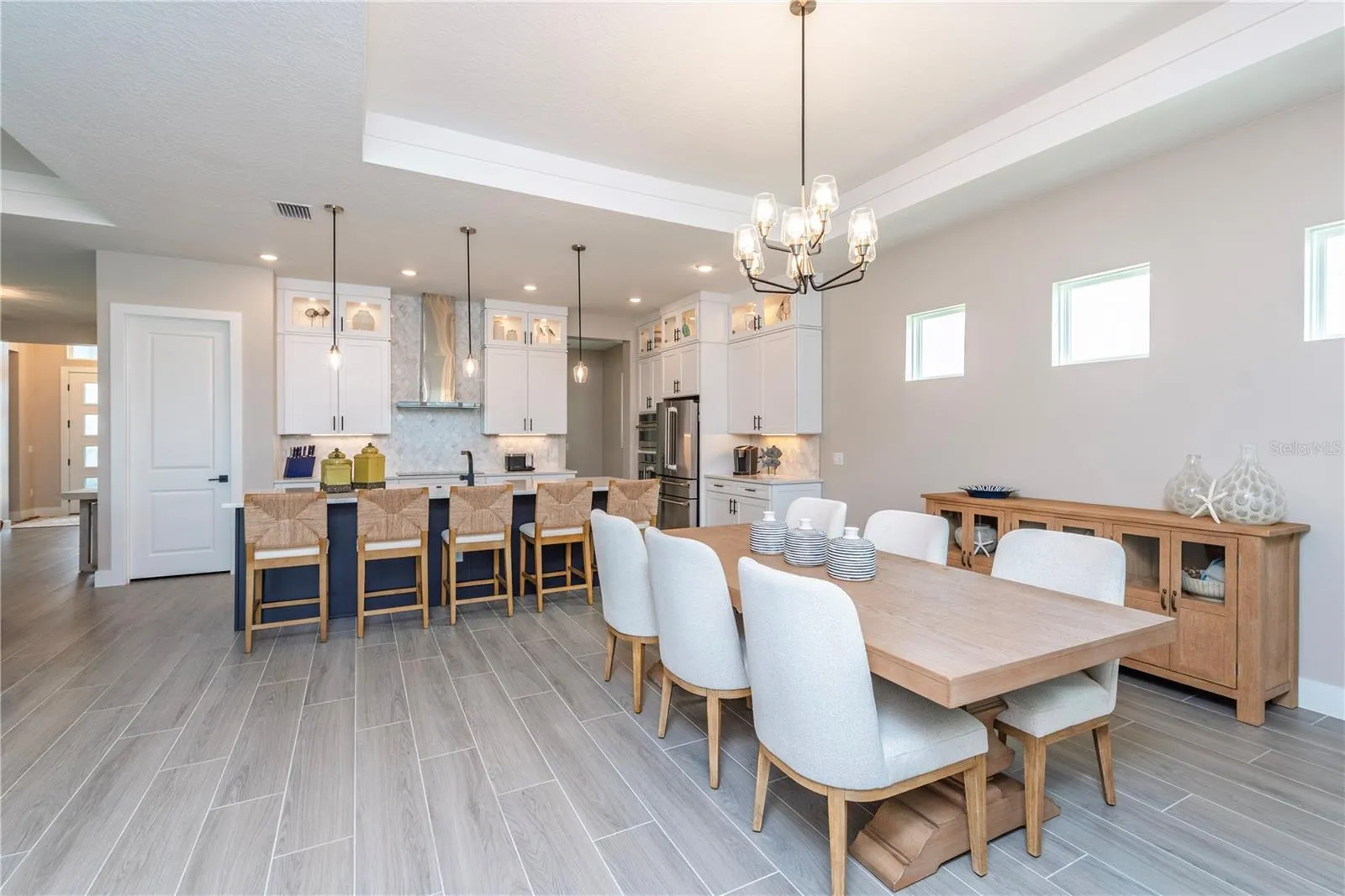 Dining room and kitchen.