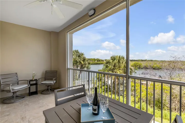 Screened in Balcony with Waterway View