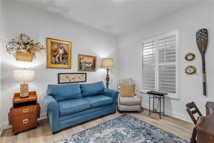 Bedrroom 2 is currently a Den with large closet, plantation shutters