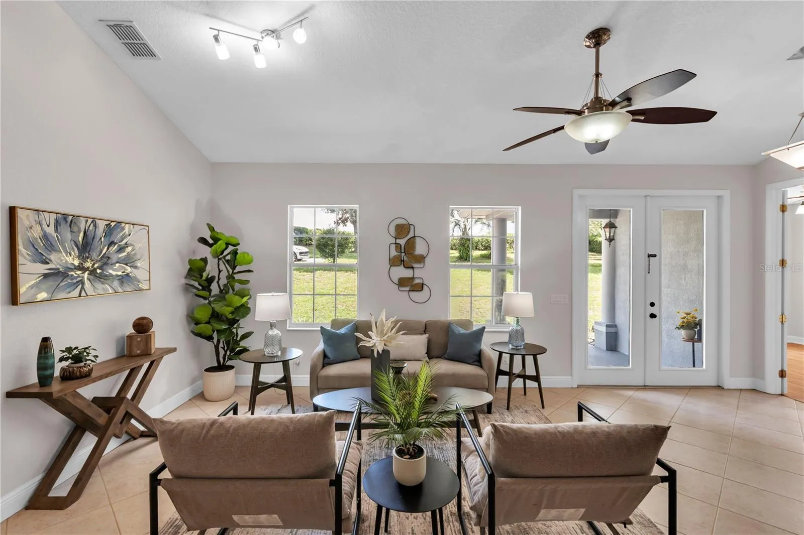 Family room looking at entrance to home
