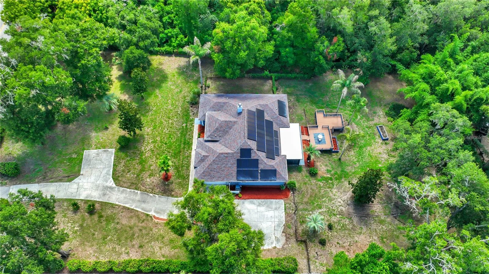 Aerial view of solar panels