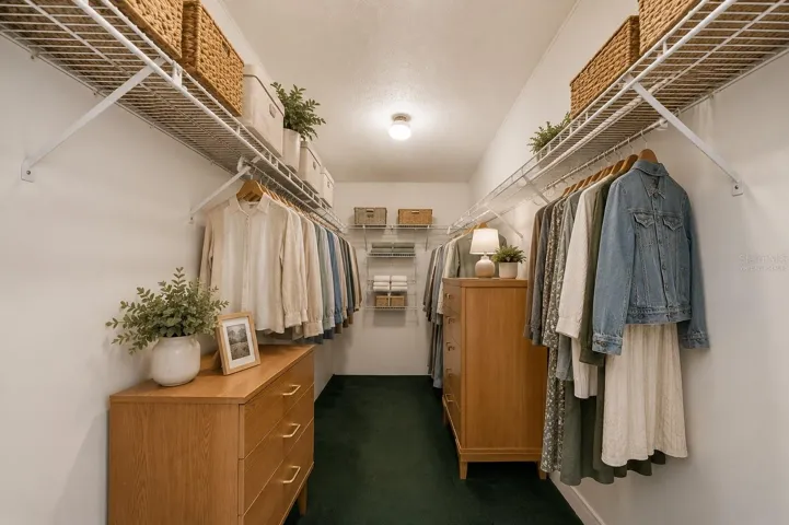 Virtually staged primary closet