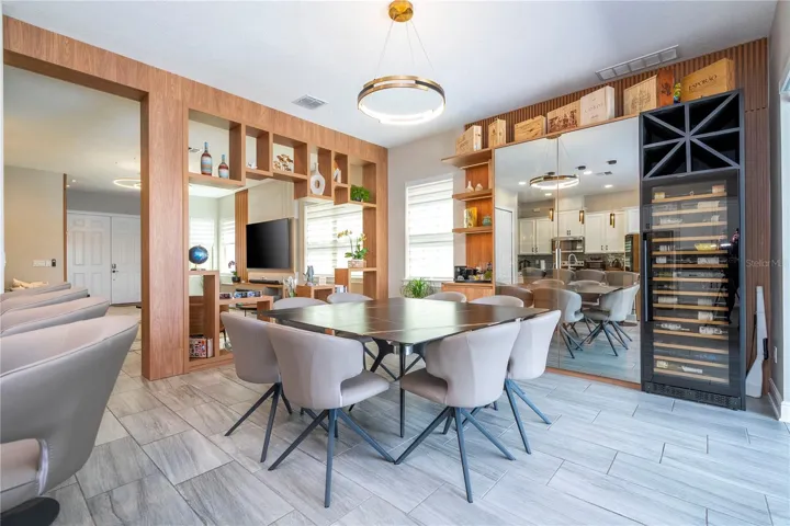 Dining room with wine room