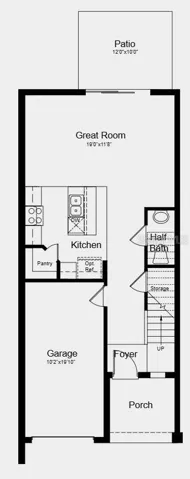 Main Level Floor Plan - Additional Highlights Include: upgraded tile flooring on 1st floor, upgraded quartz countertops, upgraded carpet on 2nd floor, upgraded cabinets, whole house blinds, and included appliances