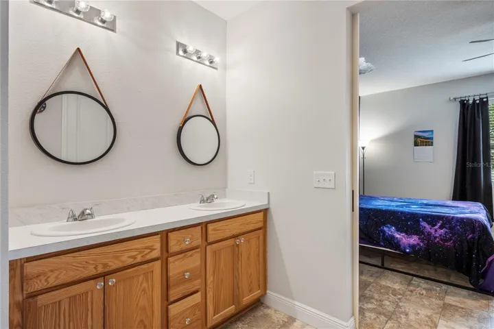 Primary bathroom with dual vanity