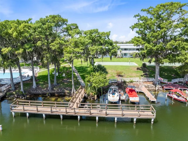 Spend days in the shade fishing from the community dock