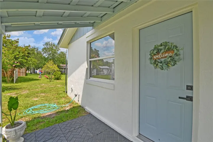Side carport entry door.