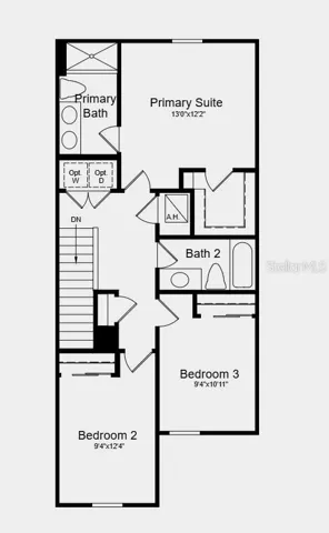 Second Floor Plan - Additional Highlights Include: GE refrigerator, laundry appliance package, extended tile flooring on the 1st floor, upgraded cabinets, upgraded carpet, and window blinds throughout the whole house