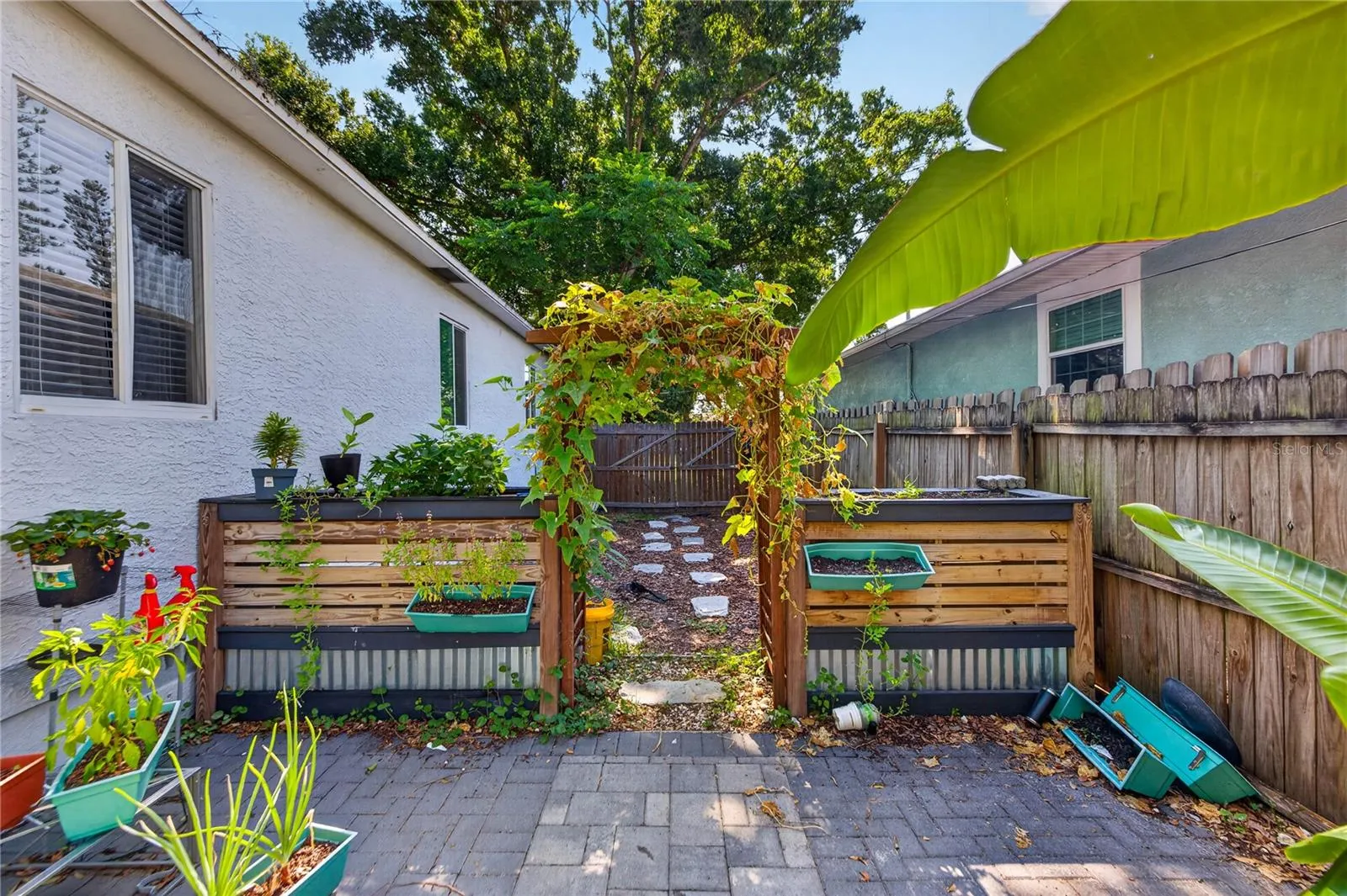 Side yard garden area
