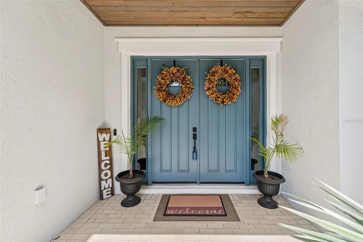 Front Door - Double door w/ wood ceiling