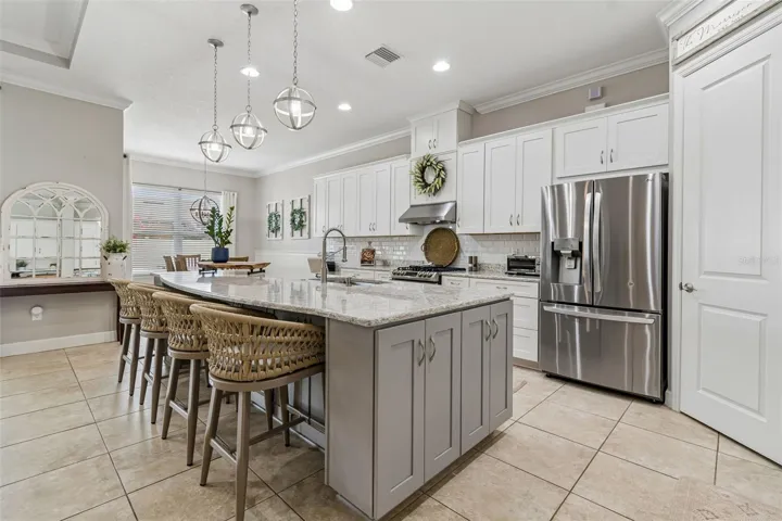 Kitchen Island with custom lighting