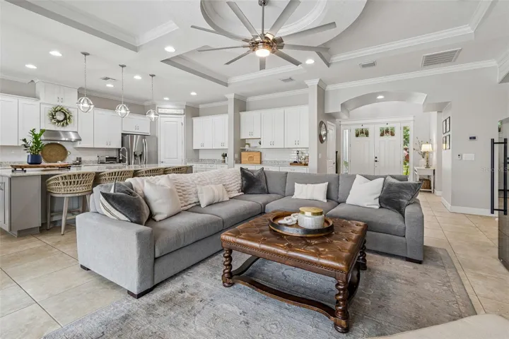 Living Room - Custom ceiling with crown molding