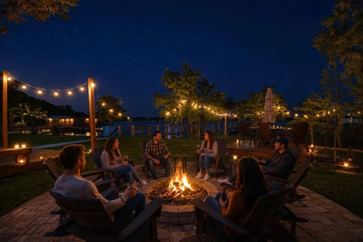 COMMUNITY FIRE PIT AT NIGHT (AI GENERATED)