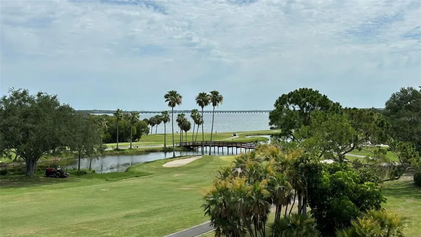 Left Fairway, Two Greens and Tee Box view from Porch 4E Fourth Floor