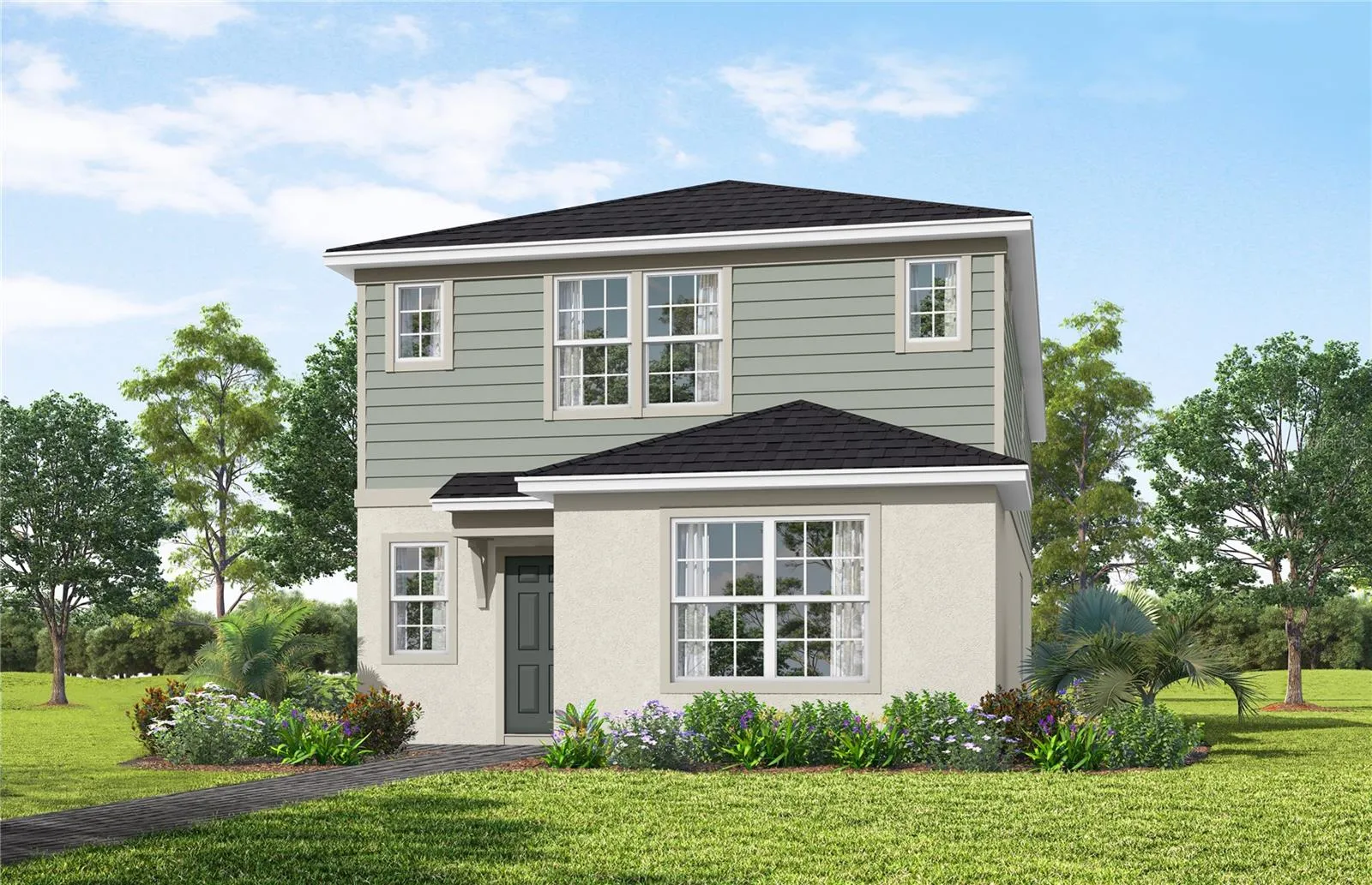Exterior Design. Artistic rendering for this new construction home. Pictures are for illustrative purposes only. Elevations, colors and options may vary.