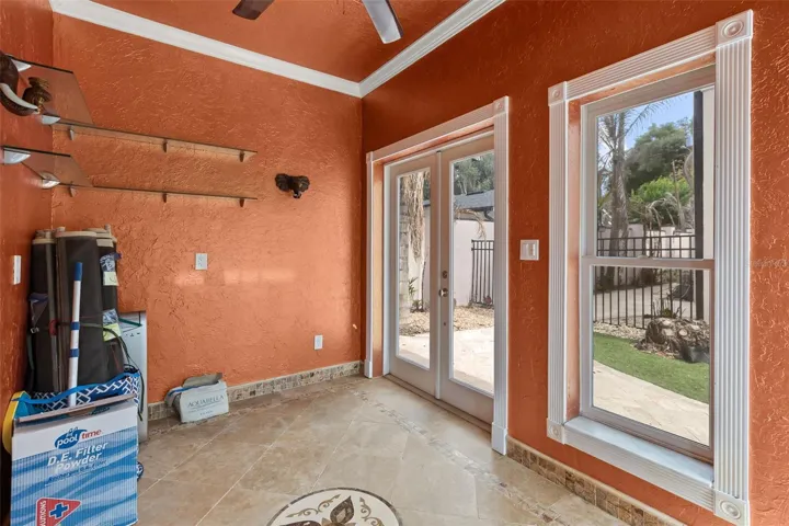 Pool house could be guest suite, home office or play space.