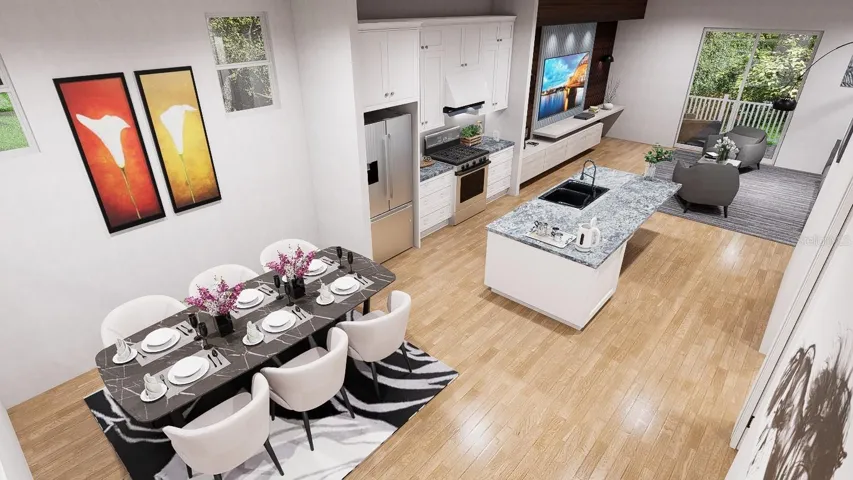virtual staged open floor plan