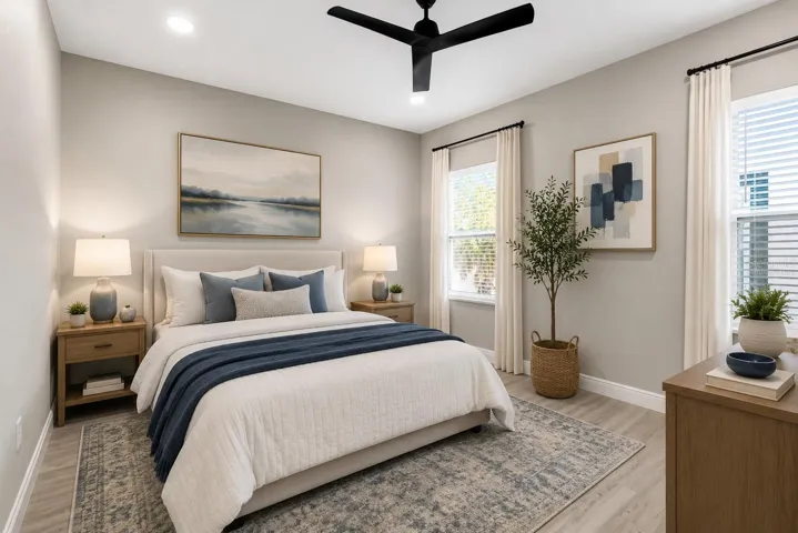 primary bedroom virtually staged