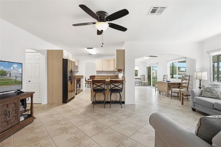 Family Room with Water Views and Access to Kitchen