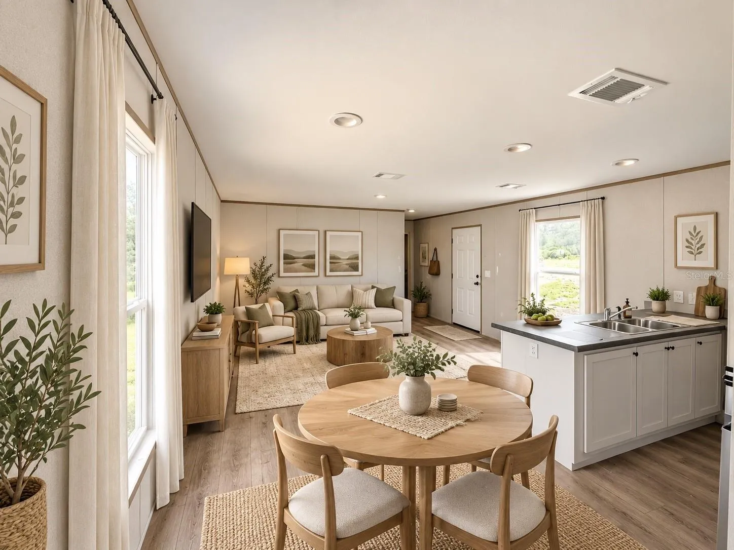 kitchen/dining/living area - staged
