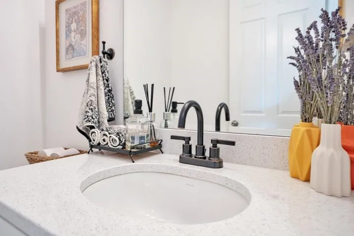 A convenient half bath completes the main level.