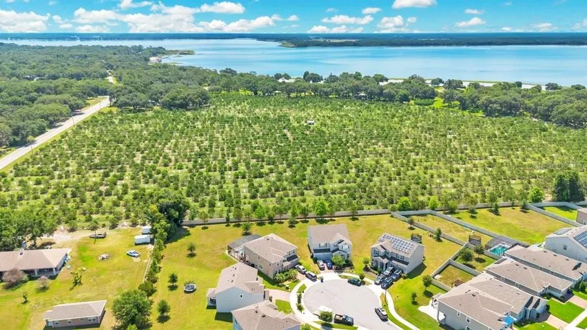 Aerial view of back of the home and community.