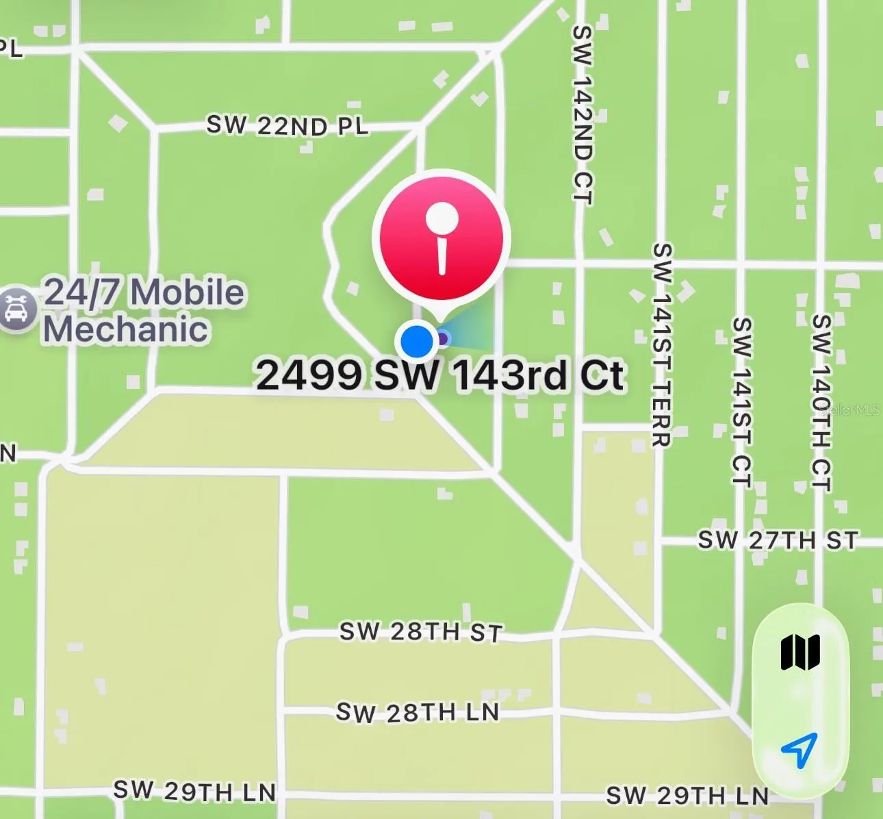 Pin located at subject property