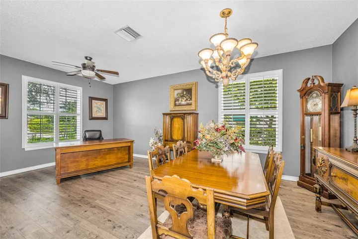 Extensive Dining area can easily be made into Dining Room and Office