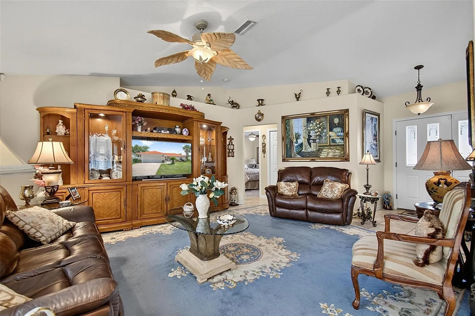 Built in shelving in living room