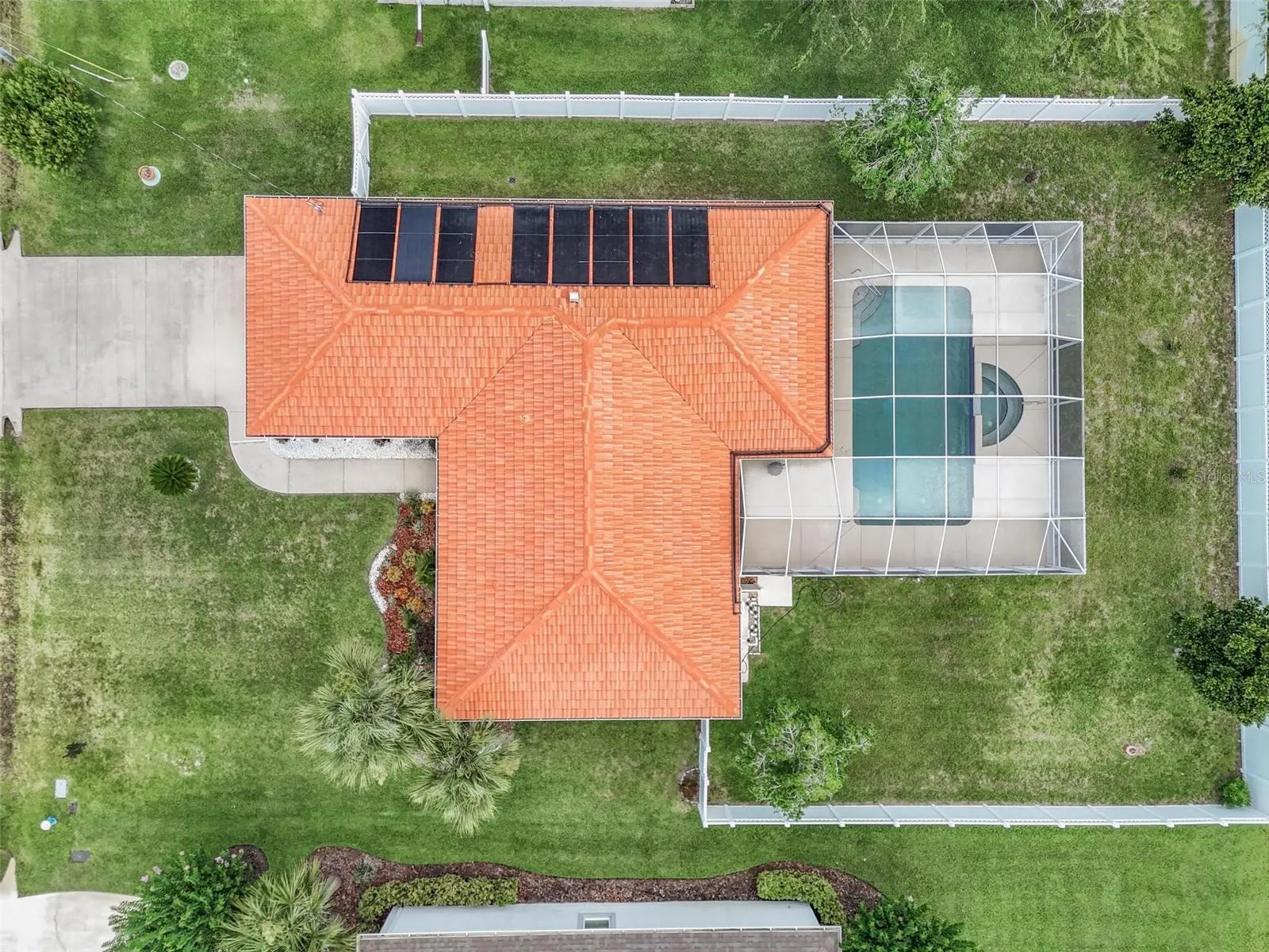 Aerial view of spanish tile roof