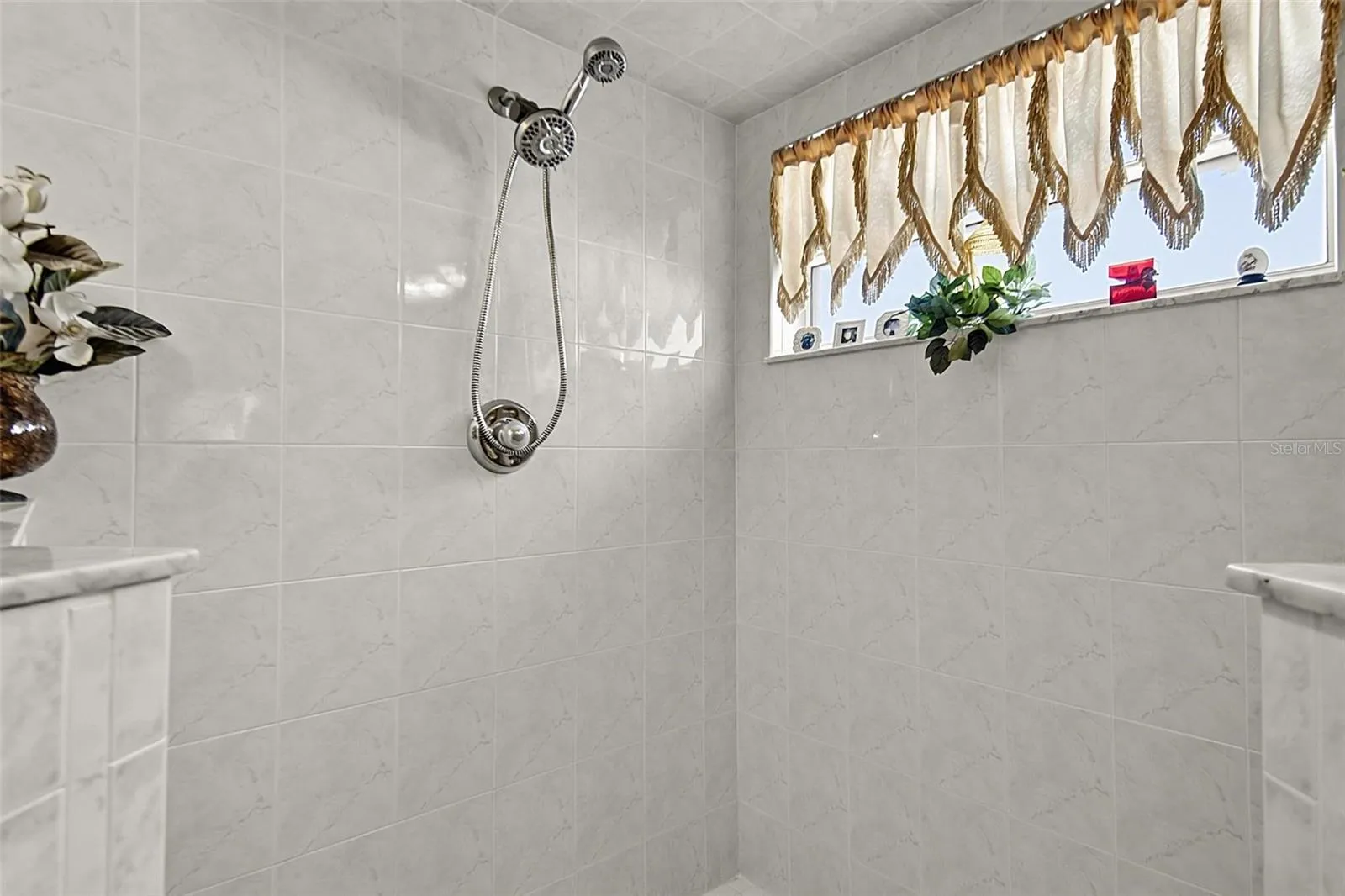 Natural light in primary bathroom