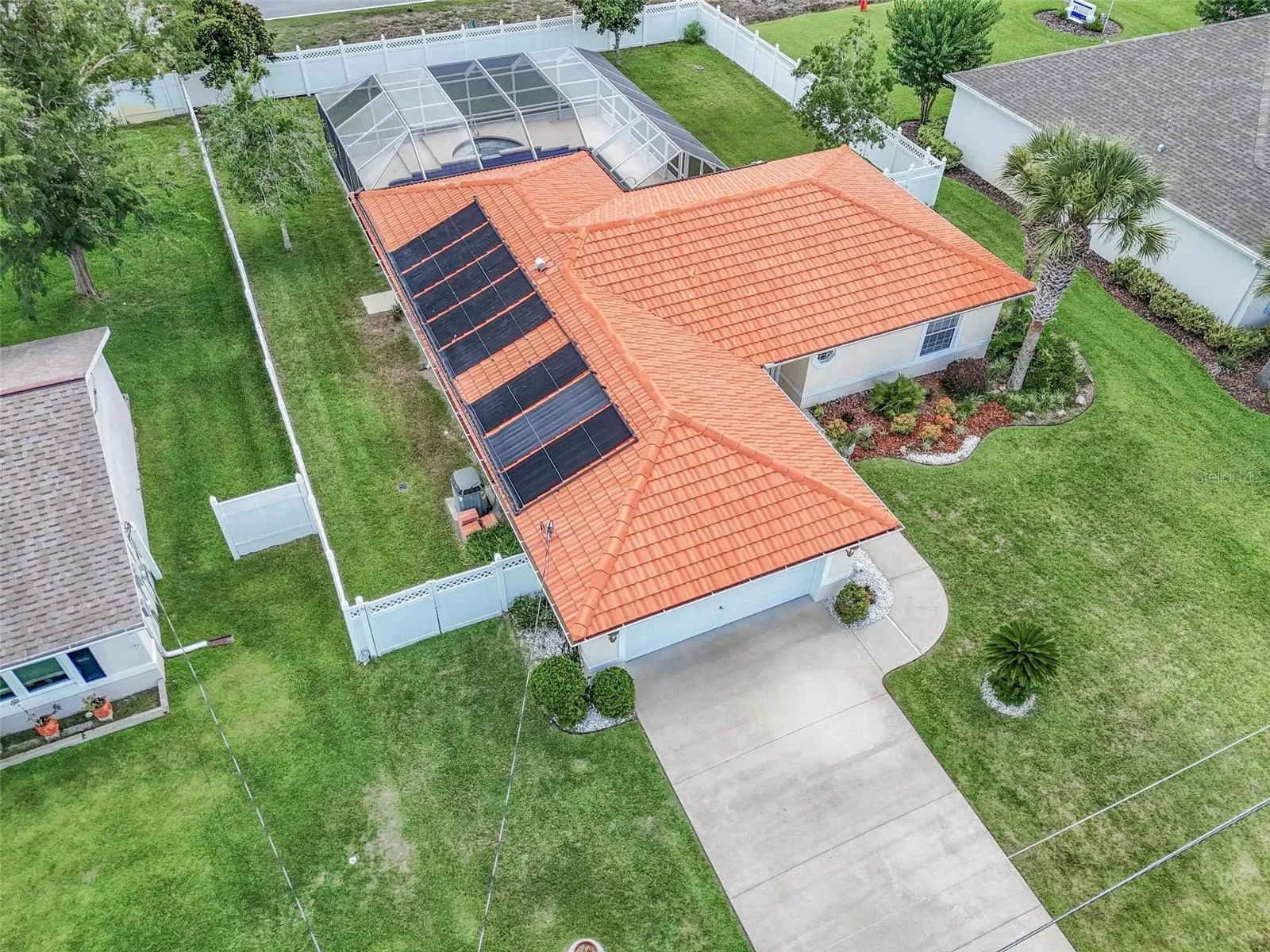 Aerial view of solar panels for pool