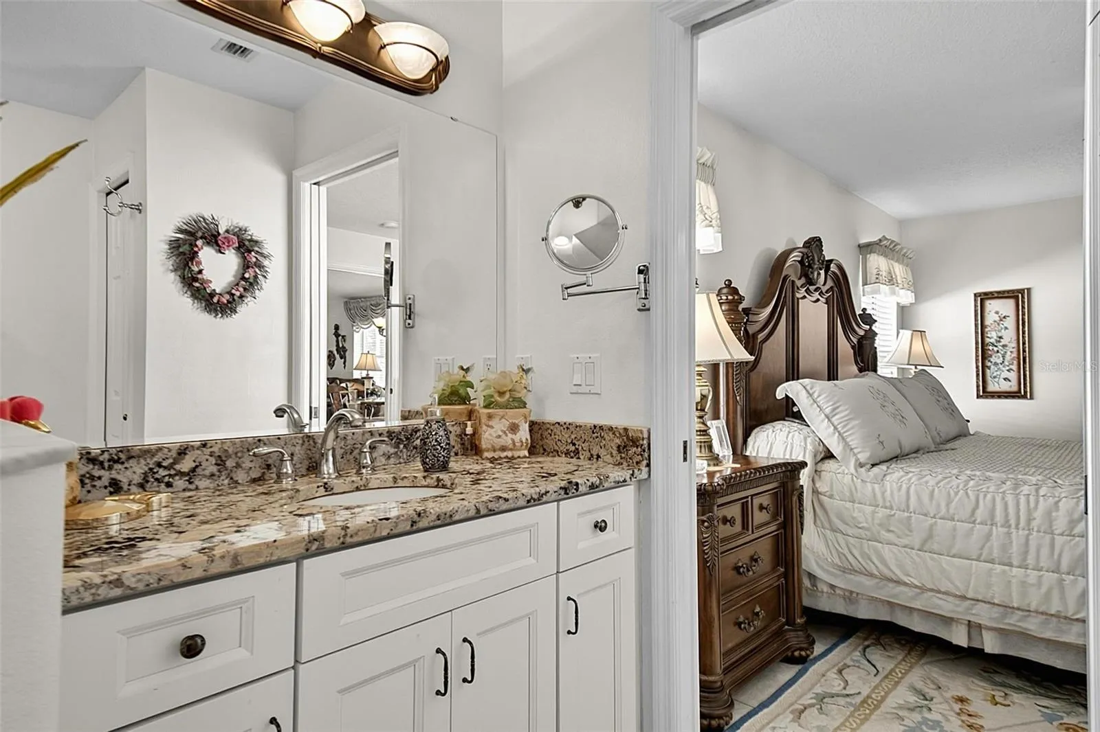 Granite countertop is primary bathroom