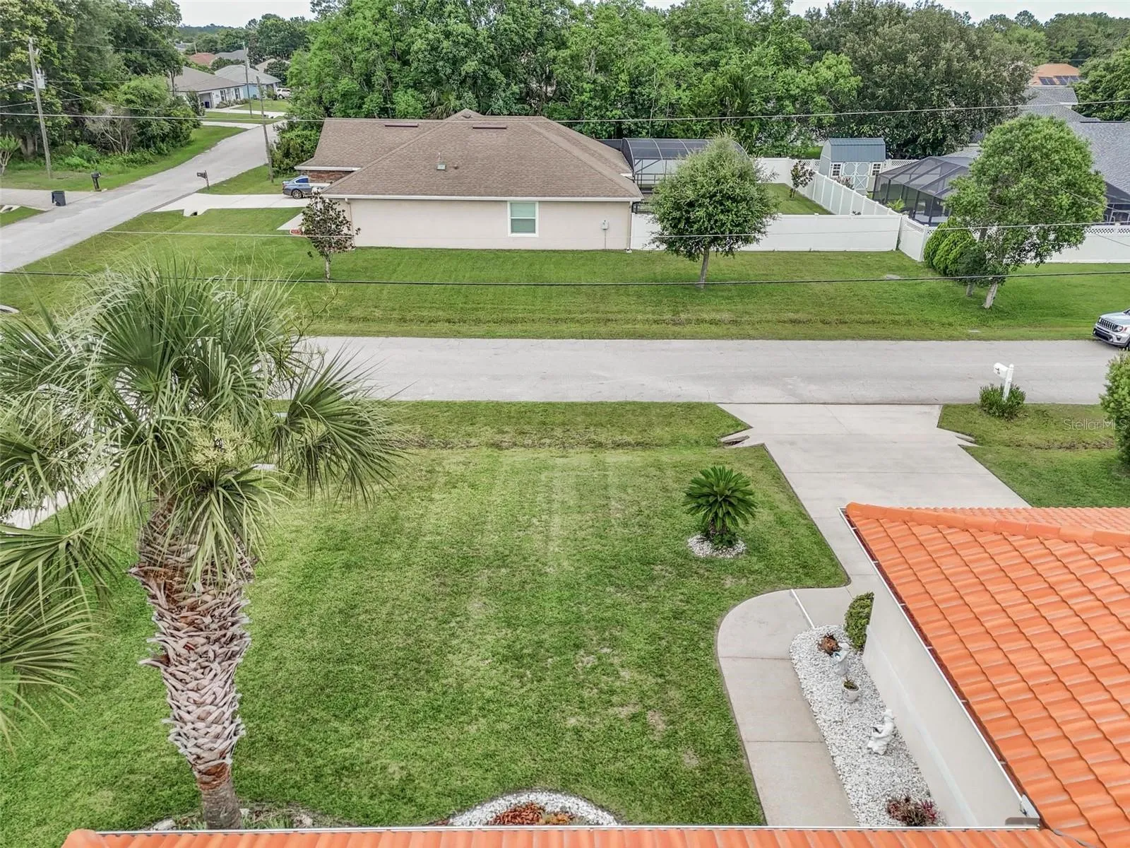 Aerial view of street frontage