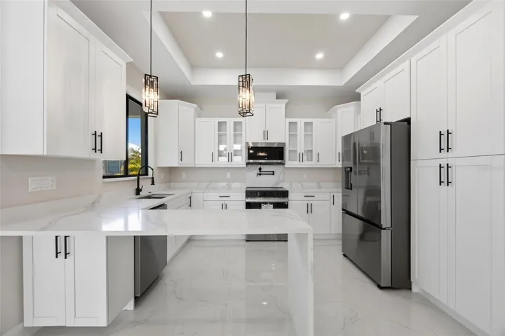 Kitchen with stainless steel appliances
