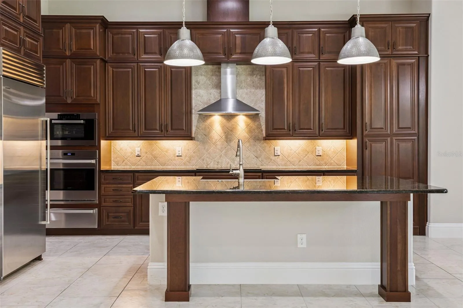 Large Island with  Pendant Lights