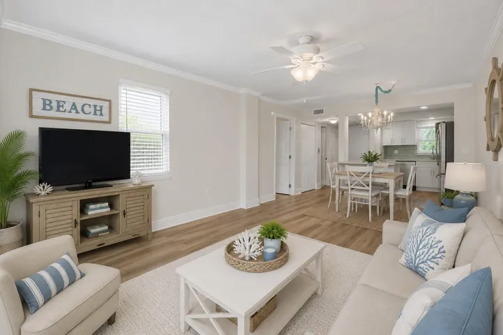 Virtually stagged living dining room combo