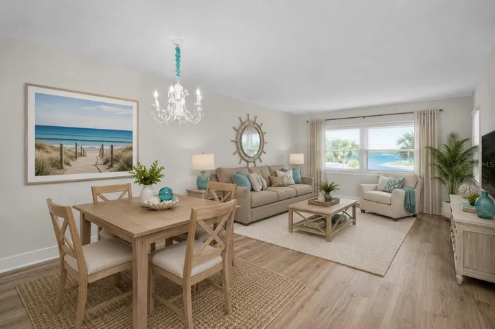 Virtually stagged - living and dining room combo