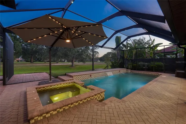 Covered lanai overlooking the golf course