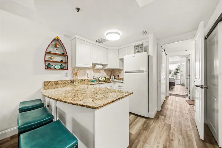 kitchen with bar stools