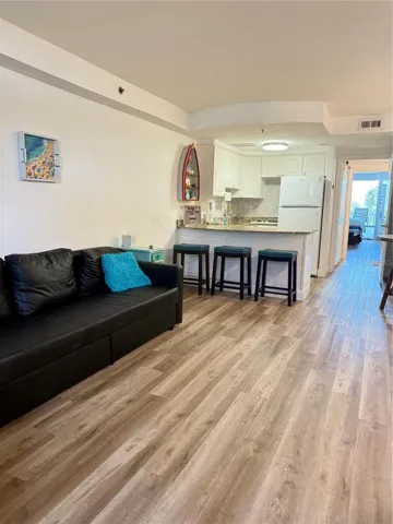 Living room with couch that makes a bed