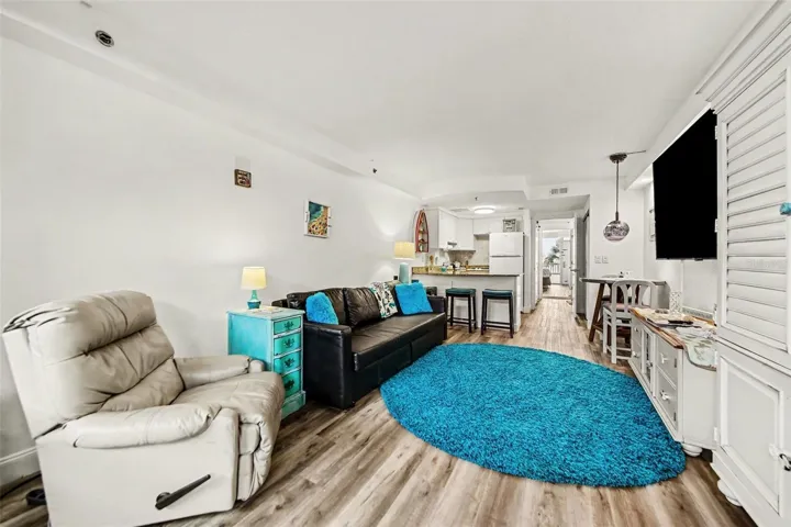 living room with convertible couch