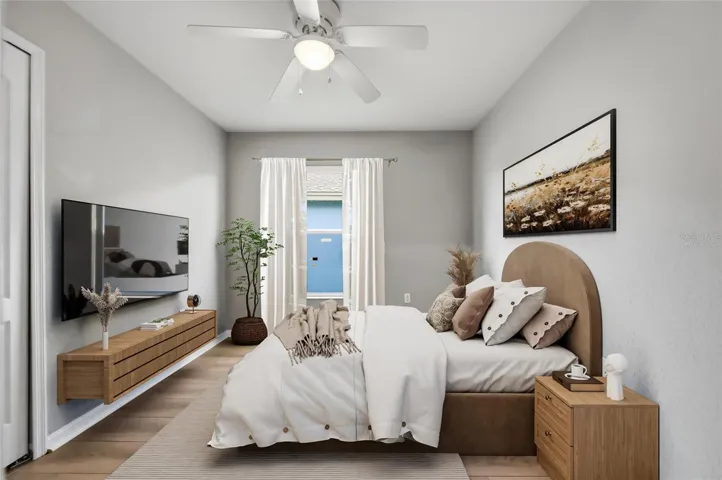 Virtually staged bedroom three