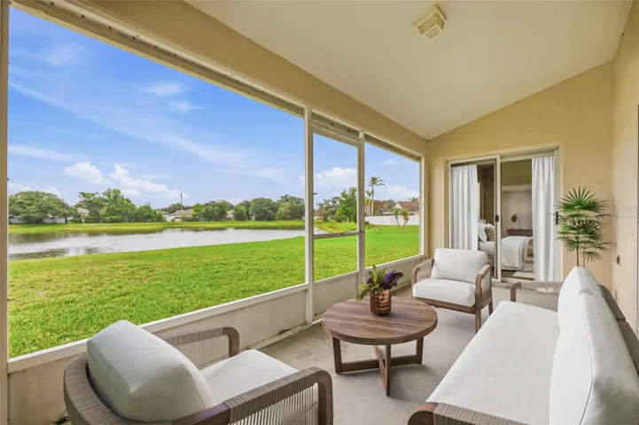 Virtually staged screened-in patio