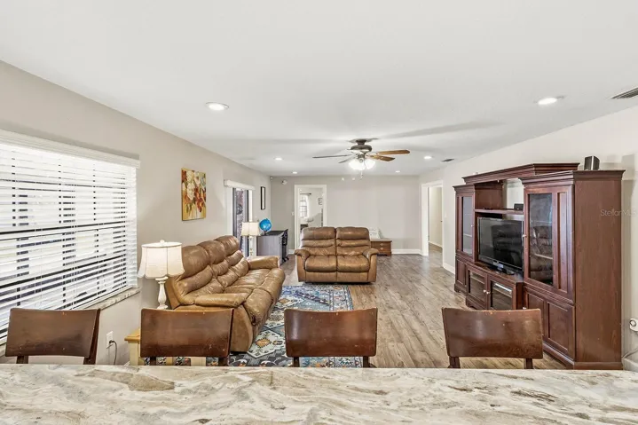 Open family room from the kitchen