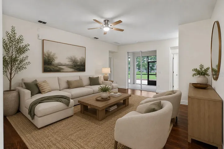 Living room, virtually staged